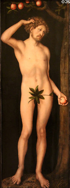 Adam (c1530) by Lucas Cranach the Elder in Norton Simon Museum. Pasadena, CA.