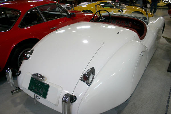 Rear view of Jaguar XK 120 at San Diego Automotive Museum. San Diego, CA.