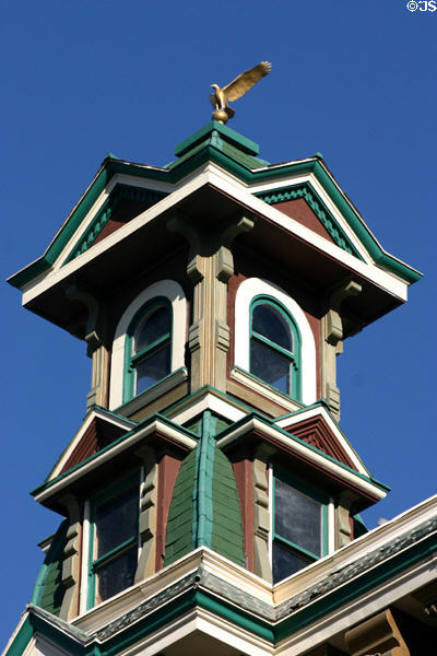 Tower of Louis Bank of Commerce with gold eagle. San Diego, CA.