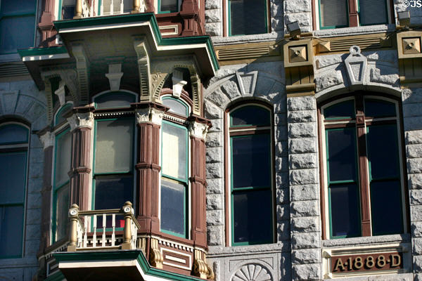 Bay window of Louis Bank of Commerce. San Diego, CA.