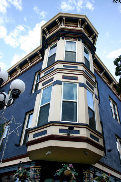 Upper corner detail of Grand Pacific Hotel. San Diego, CA.