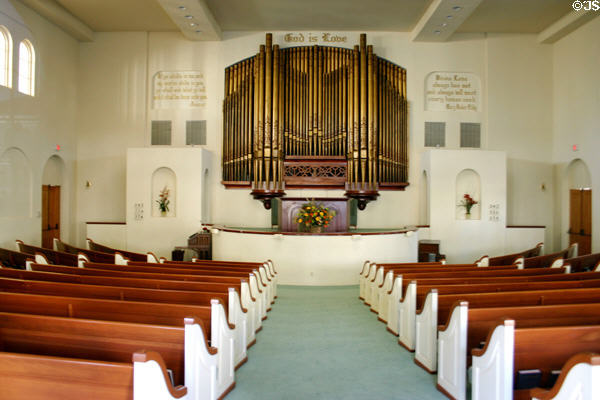 First Church of Christ Scientist interior with organ pipes. San Diego, CA.