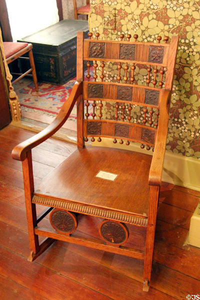 Rocking chair with spool back at Davis House Museum. San Diego, CA.