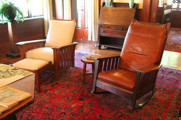 Arts & crafts wooden arm & rocking chairs at Marston House Museum. San Diego, CA.