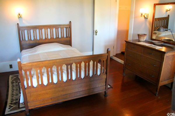 Arts & crafts bedstead & dresser at Marston House Museum. San Diego, CA.