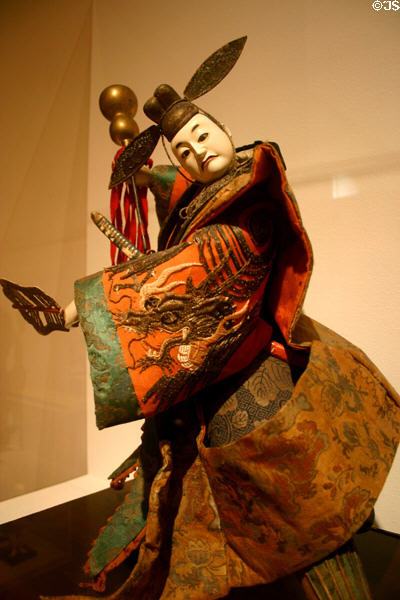 Japanese puppet warrior (Edo 19thC) at Mingei Museum. San Diego, CA.
