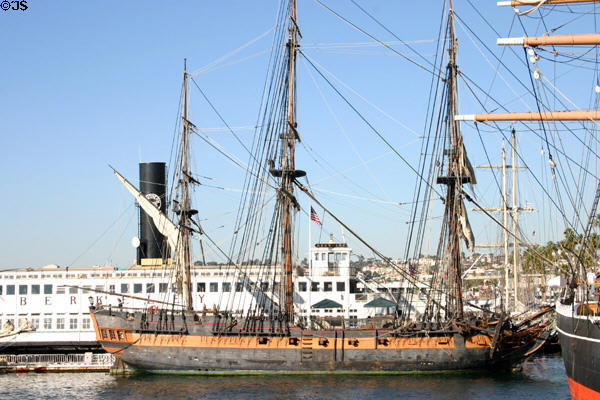 Sailing ship H.M.S. Surprise as used in film Master and Commander at Maritime Museum. San Diego, CA.