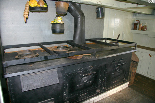 Star of India cooking stove with rails to keep pans from falling made by Ray Burner Co. of San Francisco at Maritime Museum. San Diego, CA.