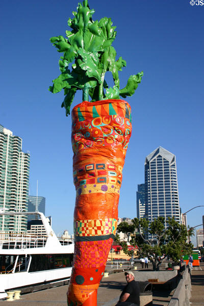 Soft Sculpture Carrot by Lauren Jackson in Urban Trees display. San Diego, CA.