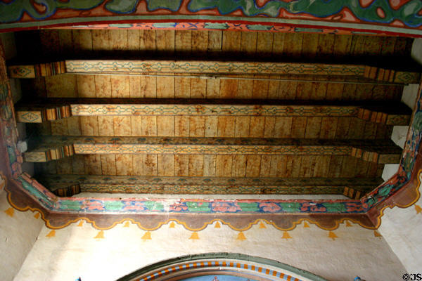 San Luis Rey Mission Church ceiling beams. Oceanside, CA.
