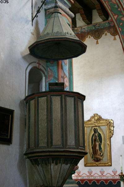 San Luis Rey Mission Church pulpit. Oceanside, CA.