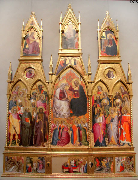 Coronation of the Virgin with Saints tempera painting (1390s) by Cenni de Francesco de Ser Cenni at J. Paul Getty Museum Center. Malibu, CA.
