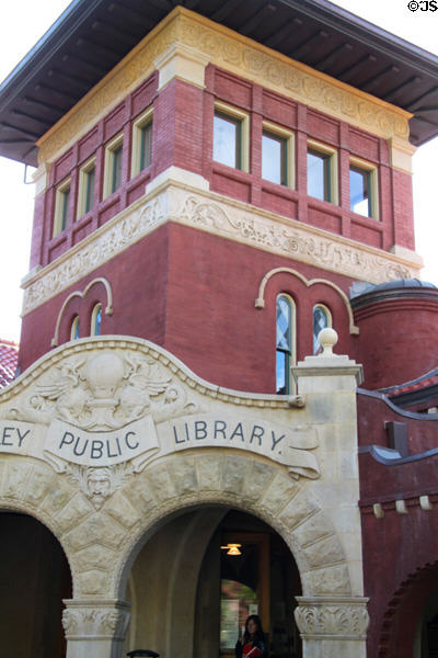 Entrance tower & arches of A.K. Smiley Library. Redlands, CA.
