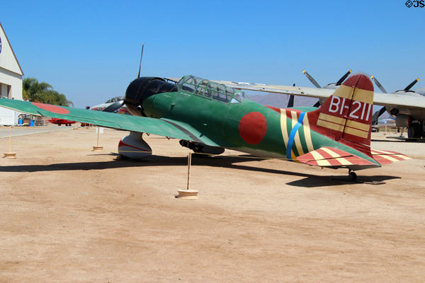 Vultee BT-13A Valiant trainer (1943) an American plane painted in Japanese colors for a film at March Field Air Museum. Riverside, CA.