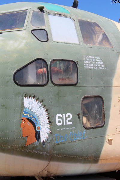 Cockpit area of Fairchild C-123K Provider cargo / transport at March Field Air Museum. Riverside, CA.