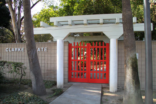 Gateway to Clarke Estate now a house museum & wedding venue. Santa Fe Springs, CA.