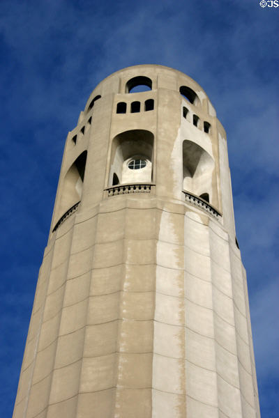 Coit Tower fluting & observation deck details. San Francisco, CA.