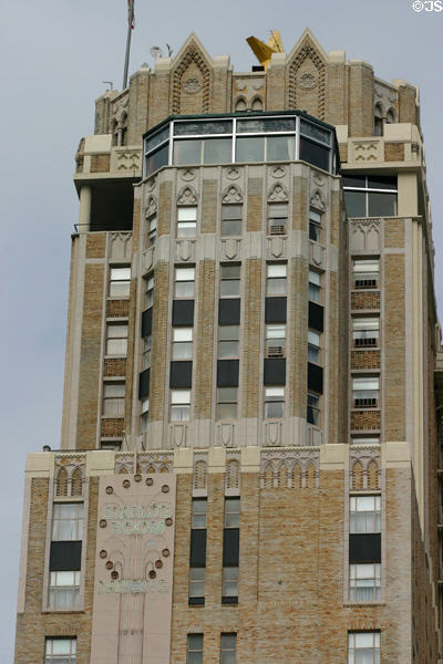 Starlight Room building details on Union Square. San Francisco, CA. Style: Gothic Revival.