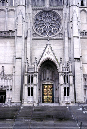 Grace Episcopal Cathedral (1915 finished 1964) (1051 Taylor St. on Nob Hill) with copies of doors on Bapistry in Florence. San Francisco, CA. Architect: Lewis Parsons Hobart.