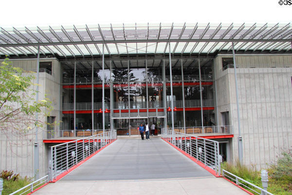 California Academy of Science rear entrance facade by architect Renzo Piano. San Francisco, CA.