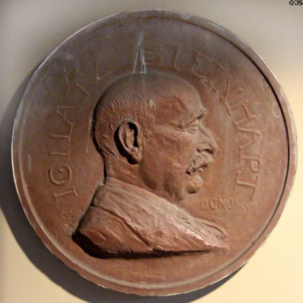 Relief portrait of Ignatz Steinhart donor of original Steinhart Aquarium in 1923 at California Academy of Science. San Francisco, CA.