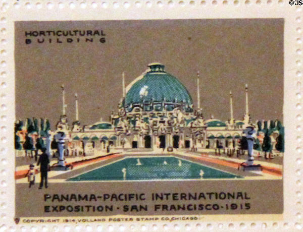 Horticultural Building poster stamp from Panama-Pacific International Exposition (1915). San Francisco, CA.