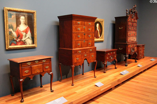 Early American furniture collection at de Young Museum. San Francisco, CA.