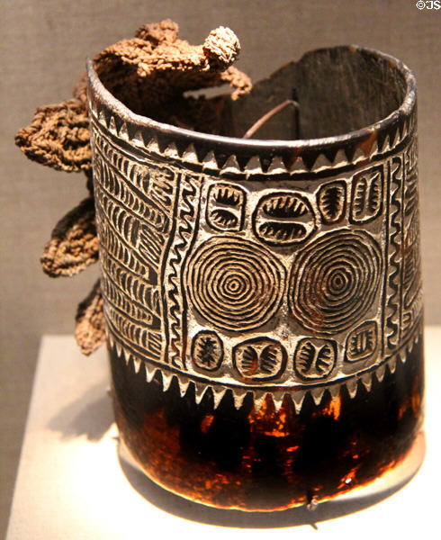Woven fiber arm band (19th-20thC) from Sepik River of New Guinea at de Young Museum. San Francisco, CA.