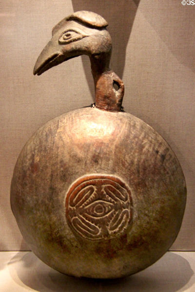 Wooden food dish (18th-19thC) from Sepik Coast of New Guinea at de Young Museum. San Francisco, CA.
