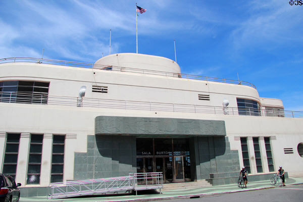 National Maritime Museum in Sala Burton Building with engraved art. San Francisco, CA.