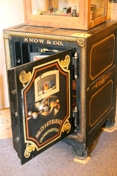 Antique safe by Hall's Safe & Lock Co. of Cincinnati, OH at Mariposa Museum. Mariposa, CA.