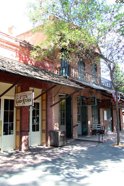 Columbia Candy Kitchen & Columbia Museum of Native Sons of Golden West on Main St. at Columbia State Historic Park. Columbia, CA.