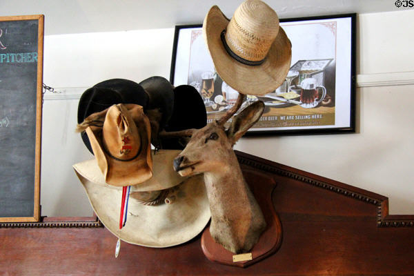 Antler hatrack in Bixel Brewery at Columbia State Historic Park. Columbia, CA.
