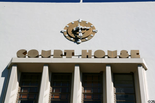 Court House Art Deco lettering & clock. Nevada City, CA.