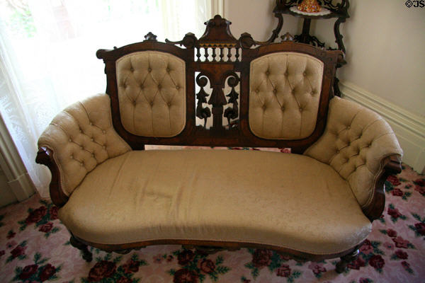 Settee at Bidwell Mansion house museum. Chico, CA.