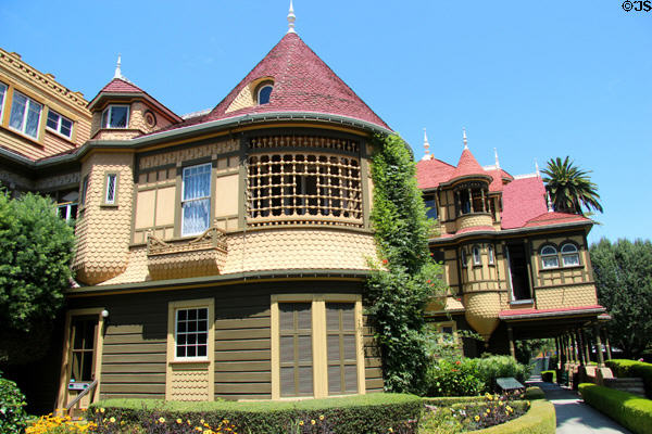 Facade textures at Winchester House. San Jose, CA.