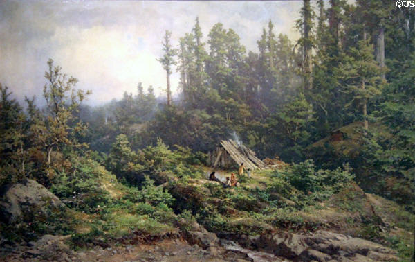 Pomo Indians Camped at Fort Ross painting (1886) by Carl von Perbandt at Oakland Museum of California. Oakland, CA.