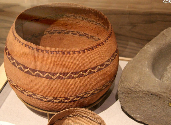 Pomo native cooking basket at Oakland Museum of California. Oakland, CA.