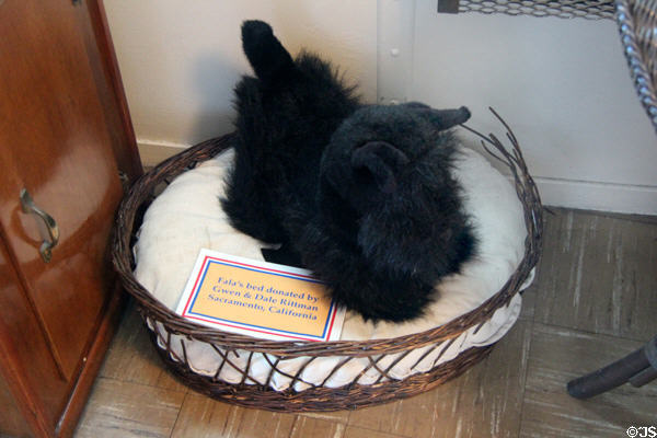Franklin D. Roosevelt's dog Fala's bed in Presidential bedroom on USS Potomac. Oakland, CA.