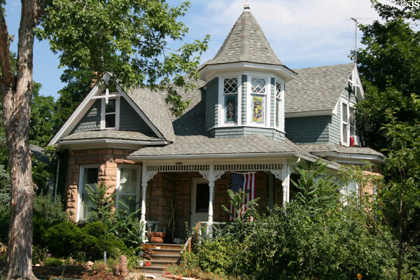1039 Mapleton Ave. in Mapleton Hill Heritage Neighborhood. Boulder, CO. Style: Queen Anne.
