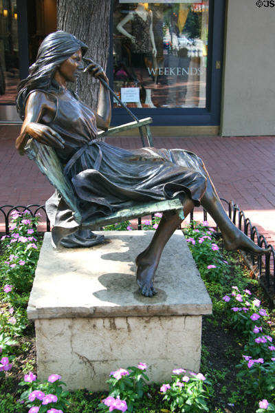 Hearts on a Swing" sculpture by George Lundeen on the Pearl Street Mall. Boulder, CO.