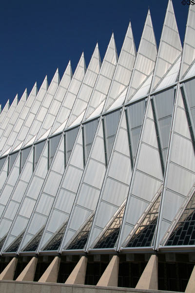 Oblique view of USAF Academy Chapel. Colorado Springs, CO.