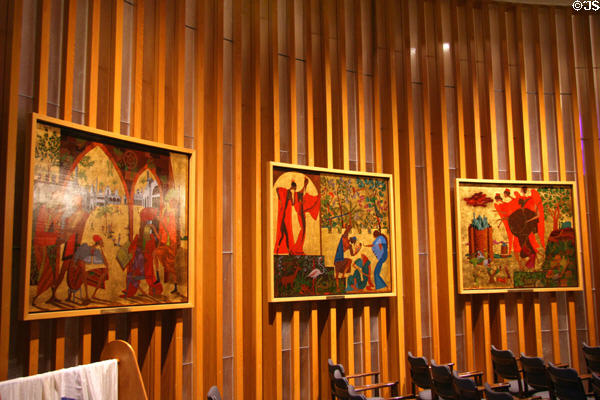 Modern old Testament paintings paintings (1985) by Shlomo Katz in Jewish Chapel in USAF Academy Chapel. Colorado Springs, CO.