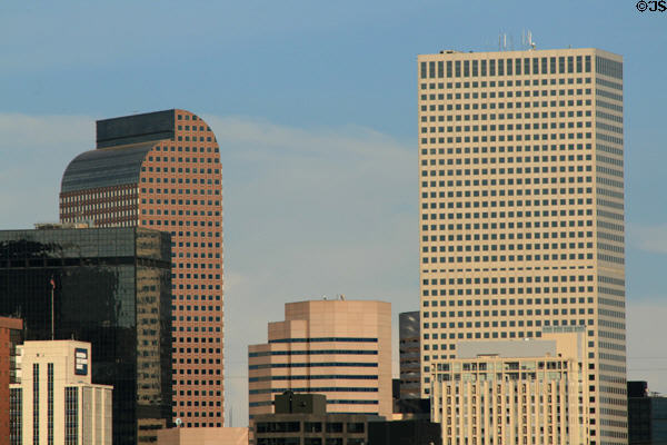 Wells Fargo, Republic Plaza & other towers on the Denver skyline. Denver, CO.