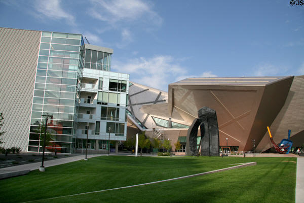 Liebeskind wing of Denver Art Museum plus parking structure containing the C.E.L.L. Denver, CO.