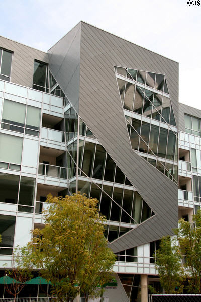 Facade details of parking structure at Denver Art Museum. Denver, CO.