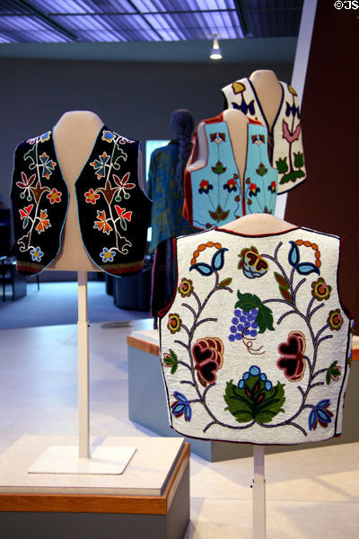 Beaded native beaded vests (c1890-1900) at Denver Art Museum. Denver, CO.