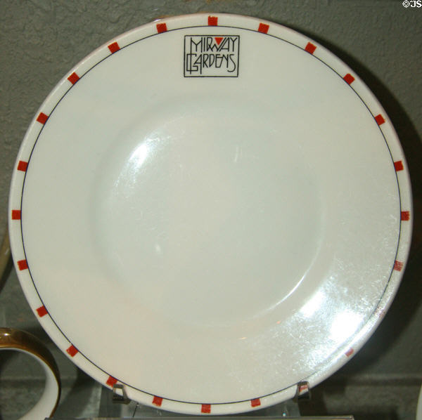 Original Midway Gardens plate (1914) by Frank Lloyd Wright made in Germany at Kirkland Museum. Denver, CO.