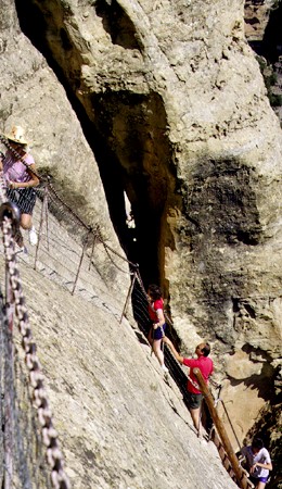 Climb up from Balcony House at Mesa Verde National Park. CO.