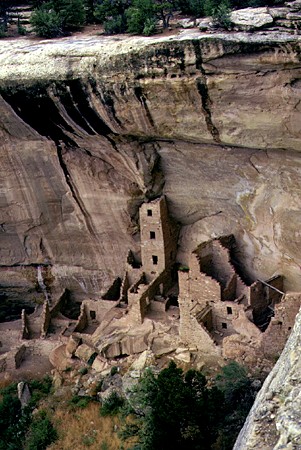 Prehistoric highrise Square Tower House at Mesa Verde National Park. CO.